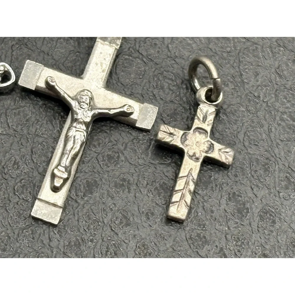 Lot of 3 Sterling Silver 925 Crucifix Cross Pendants Or Charms Religious Jewelry